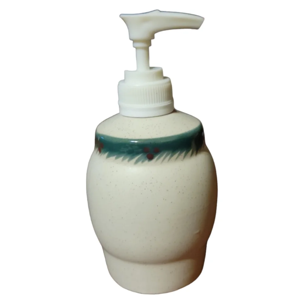 Vtg Ceramic Pump Bathroom Soap Dispenser Abstract Art Pine Tree Cones